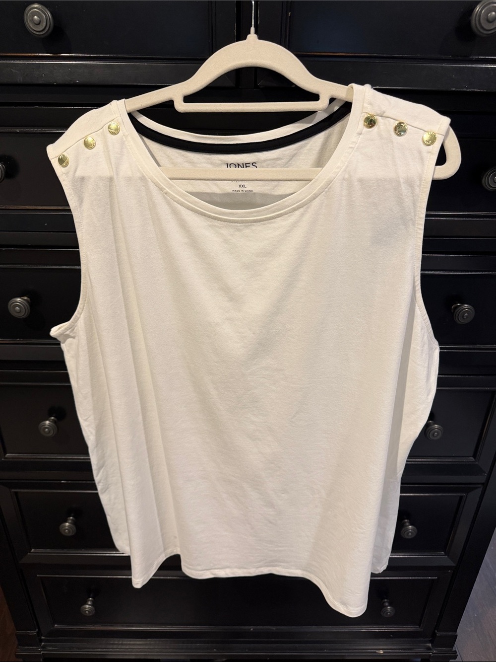 Jones New York White Sleeveless Button-Shoulder Top XXL NWT